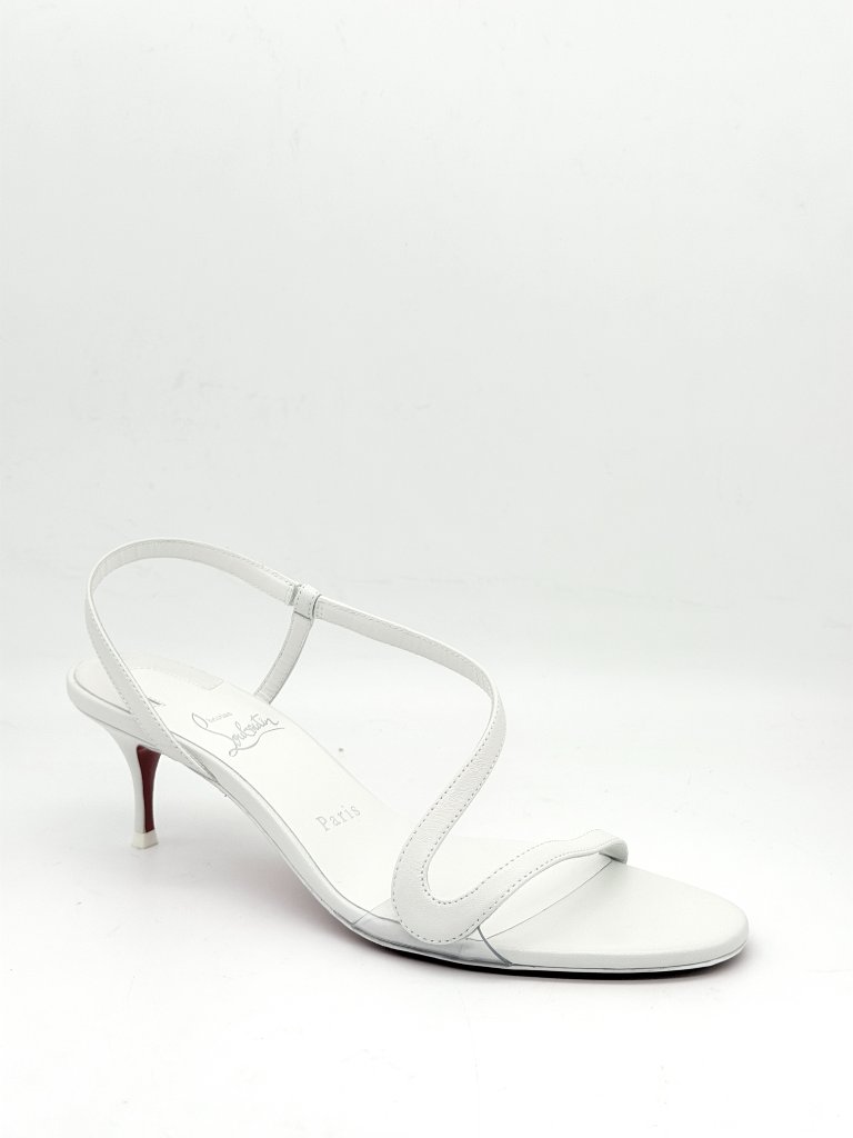 Christian Louboutin Rosalie 55 Strappy Slingback Sandals Kitten Heels White — image 8 of 8